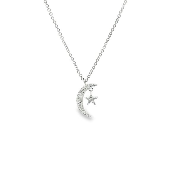 Reeves & Reeves 14K Solid Gold Diamond Moon and Star Necklace