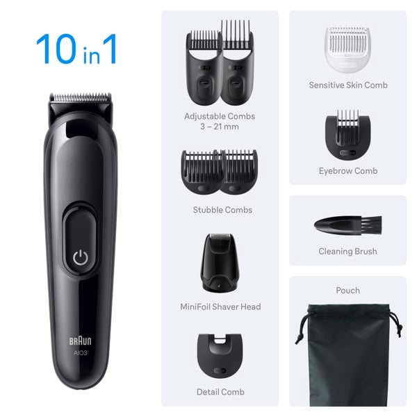 Braun All-in-One Series 3, AIO3560, 10-in-1 Grooming Kit - Black