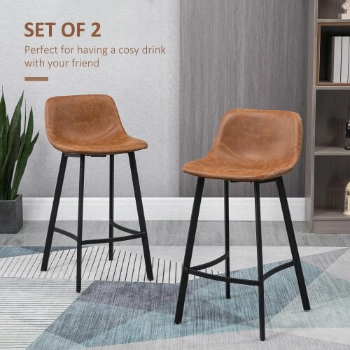 Wyld Haus Lilu Dilu Set Of 2 Brown Kitchen Bar Stools With Fixed H8 And Reinforced Frame