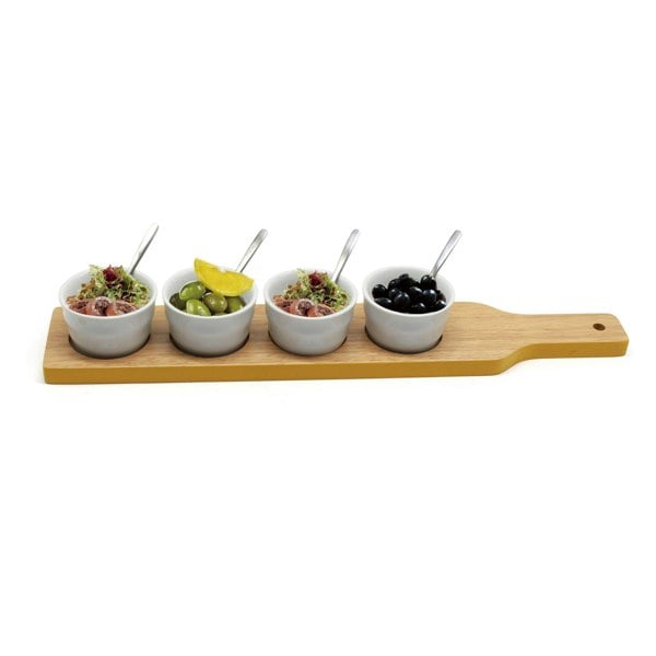 Appetizers Tapas Serving Dishes Set Nibble Cups Wooden Paddle