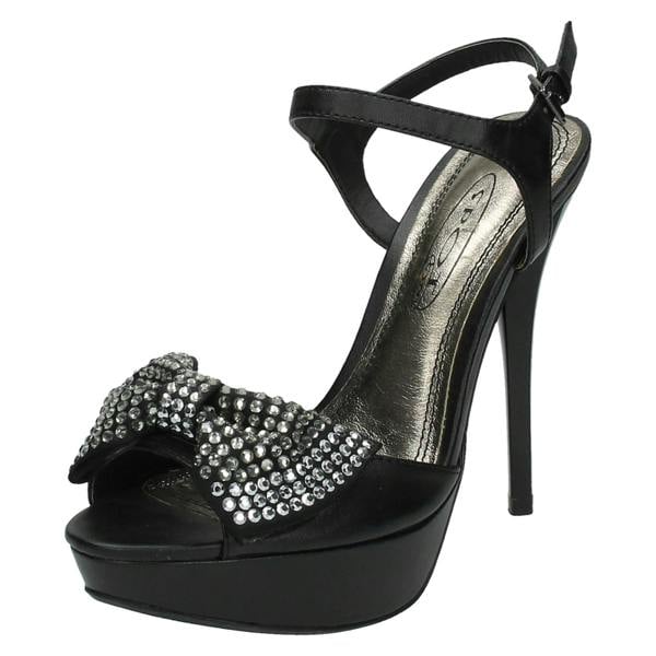 Spot On Ladies Spot On Platform High Heels With Diamante Bow