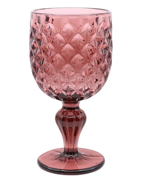 Elvida Interiors Coloured Embossed Wine Goblet Set