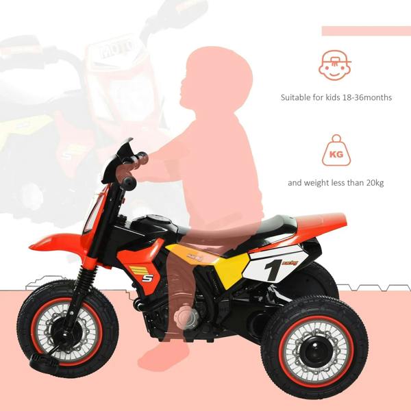 Red and black pedal motorcycle tricycle with gray seat and yellow '1' side panel