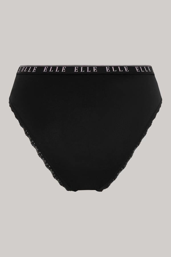 ELLE Multi Pack (3) Cotton Lace Trim Tipped Brazilians