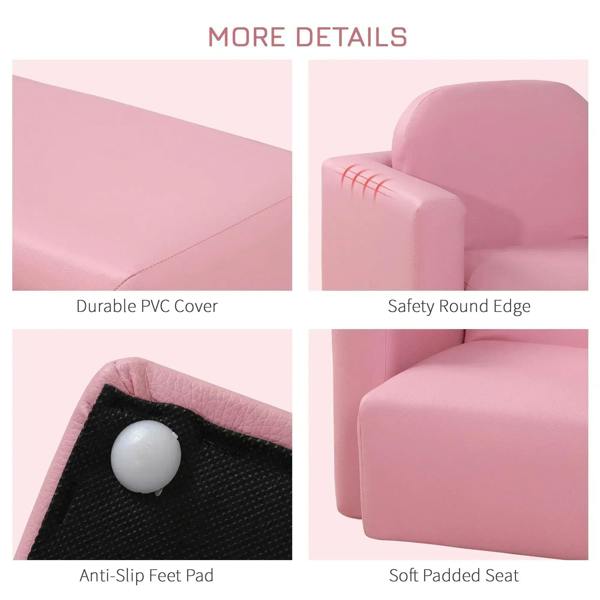 Pink padded toddler chair seat with rounded safety edges and non-slip base pad