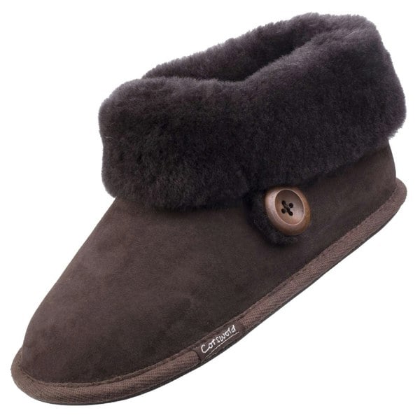 Cotswold Wotton Leather Women's Chocolate Slippers