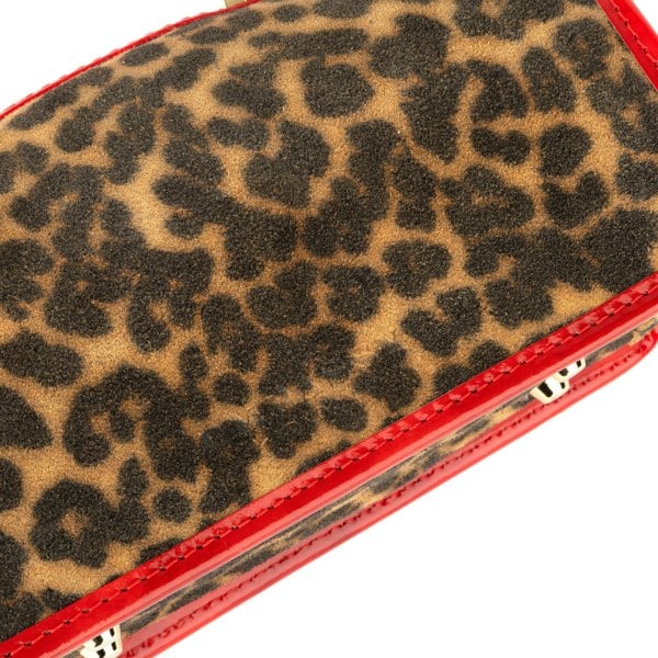Embassy London Gazelle Mini - Leopard & Red - Mini structured bag in colourful genuine leather and key