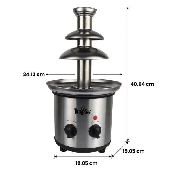 Total Chef Large Chocolate Fountain 3 Tier Electric Fondue Machine for Weddings, Parties & Events