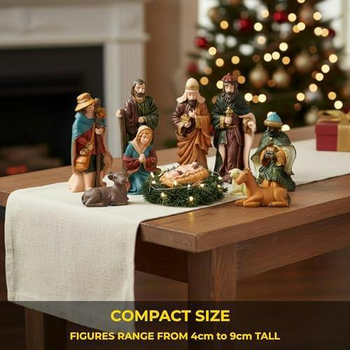 Wooden Nativity Figures and Background Display Set, Indoor Christmas Décor for Shelves and Mantels image 7