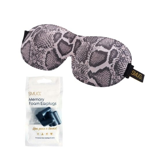 SMUG Contoured 3D Blackout Sleep Mask - Snake Print - Sleep Mask & Black Earplugs