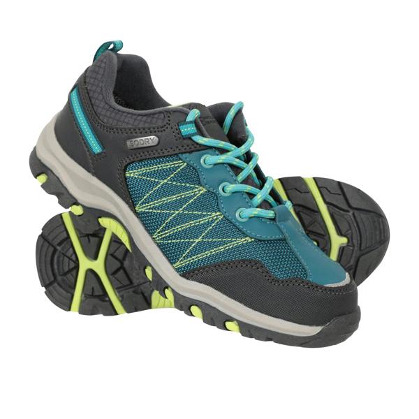 Mountain Warehouse Childrens/Kids Stampede Waterproof Suede Walking Shoes - Two Tone Green - 