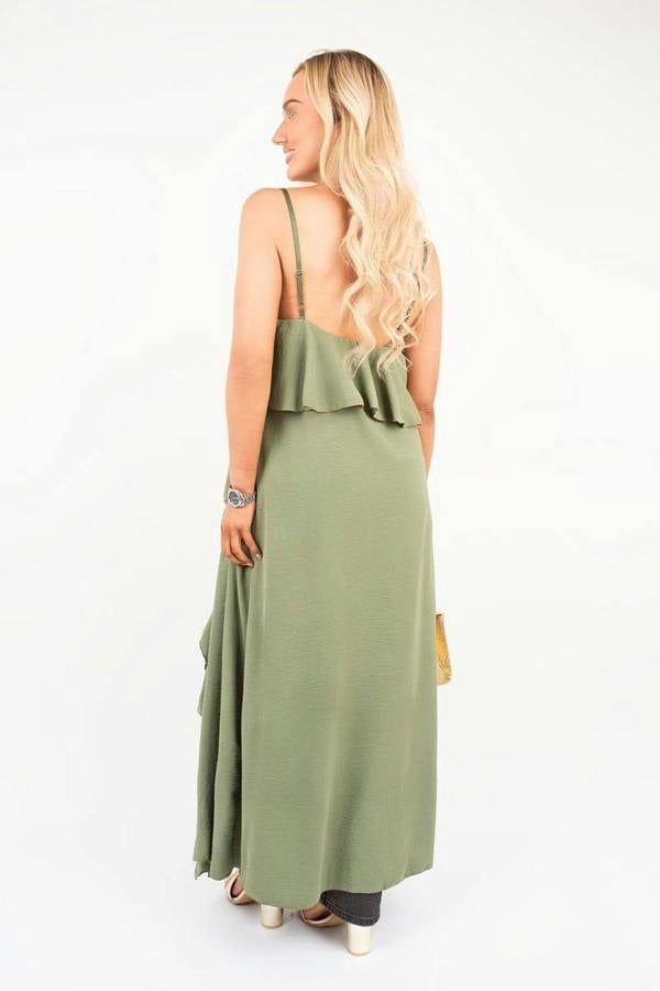 Nayeli Layered Cami Top With Asymmetric Hem - Khaki