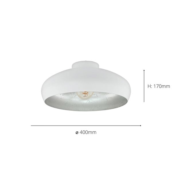 EGLO Mogano 1-Light Vintage White And Silver Ceiling Light