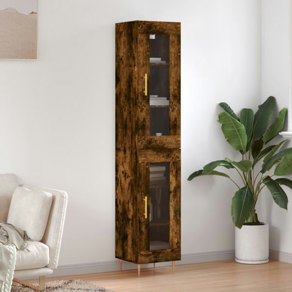 Berkfield Highboard Smoked Oak 34.5x34x180 cm Engineered Wood