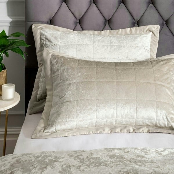 Catherine Lansfield Crushed Velvet Pillowsham Pair Natural