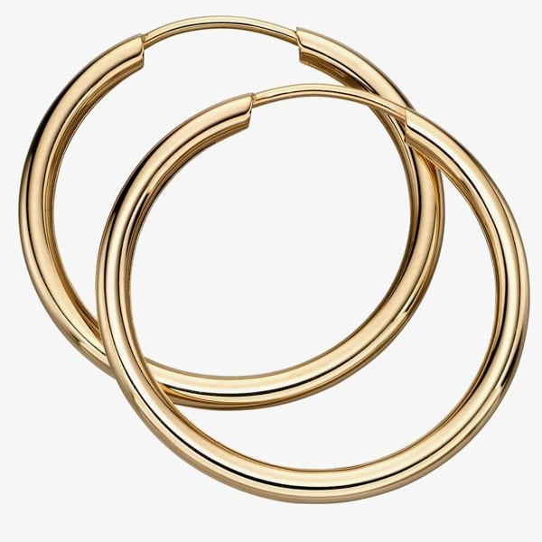 T. H. Baker 9ct Yellow Gold 25mm Sleeper Hoop Earrings GE2215
