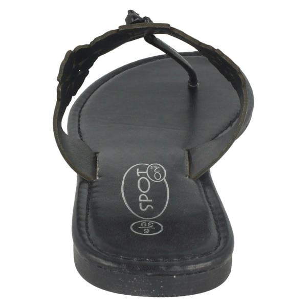 Spot On Ladies Spot On Flat Toe Post Sandal With Flower Design