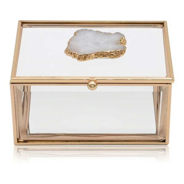 Maison des Cadeaux Rectangular Glass Agate Jewellery Display Box