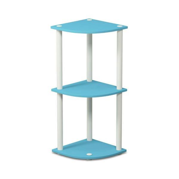 WALPLUS Stylish Turn-N-Tube 3-Tier Reversible Corner Display Rack Multipurpose Shelving Unit, Light Blue/White for Entryway