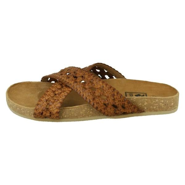 Down to Earth Ladies Down To Earth Leather X Strap Mule Sandals F00429