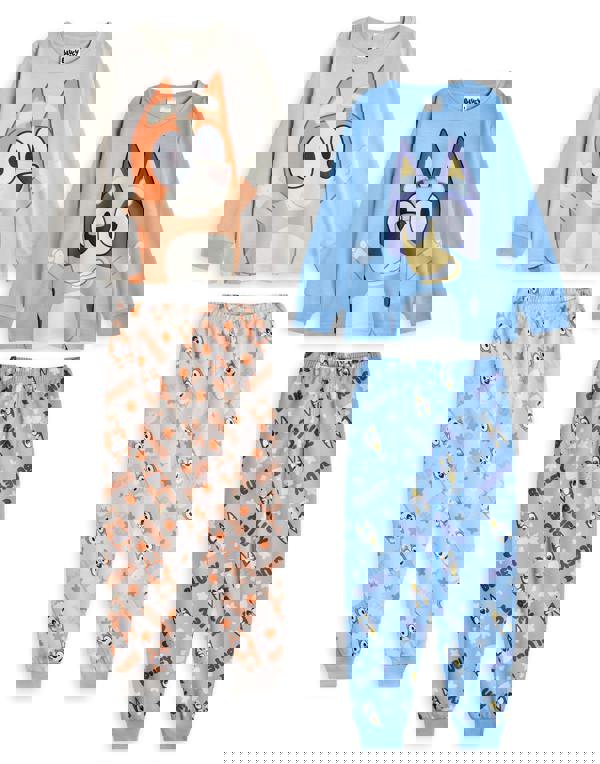 Bluey Unisex Kids Multicoloured Multi Character Multi-Pack of 2 Long Sleeve Long Leg Pyjama Set