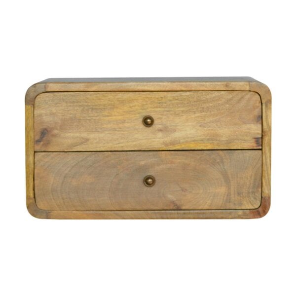 Wyld Haus Gradara Natural Oak Mango Wood 2 Drawer Floating Bedside Table