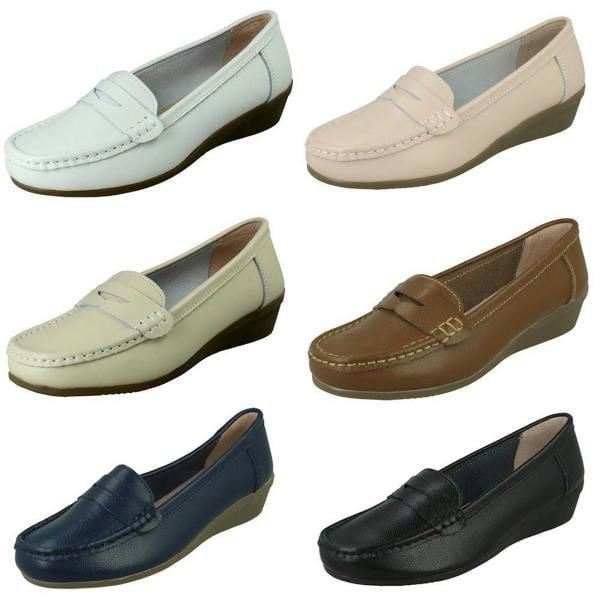 Down to Earth Ladies Down To Earth Wide Fit Wedge Heel Casual Shoes F3124