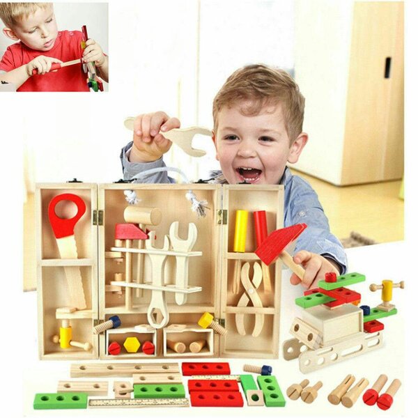 HYGRAD BUILT TO SURVIVE Junior Wooden Tool Set Toy Kids Carpenter Pretend Role Play Tools Gift Playset
