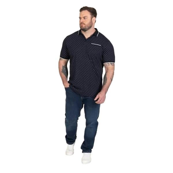 Duke Mens Reid D555 All-Over Print Tipped Kingsize Polo Shirt - Navy - 