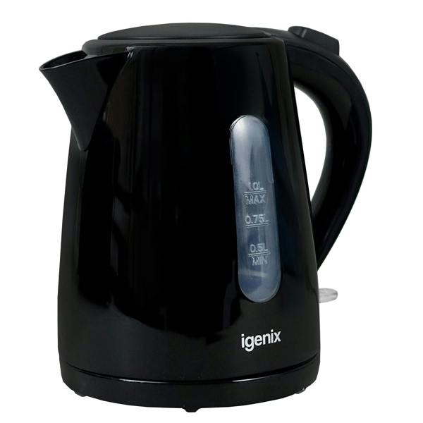 igenix 1 Litre Cordless Jug Kettle, 2200W, Black