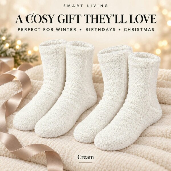 Smart Living 2 Pairs of Teddy Socks - Cream