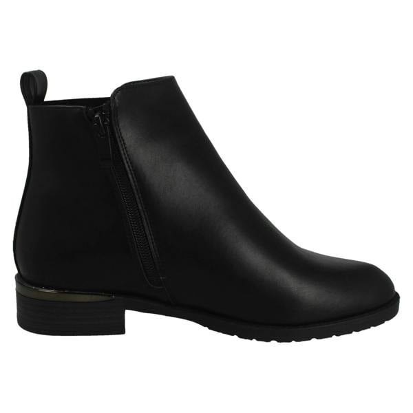 Spot On Ladies Spot On Low Heel Wide Fit Elastic Gussest Zip Ankle Boots F51195