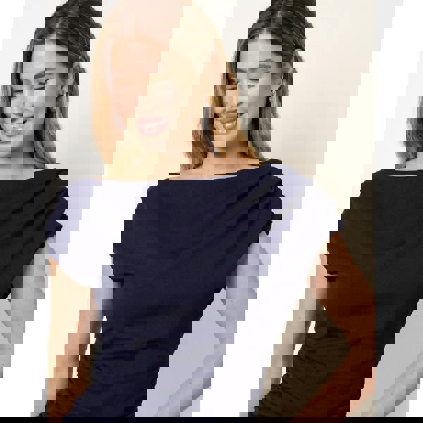 Blue Vanilla Scuba Crepe Off-Shoulder Ruched Midi Dress