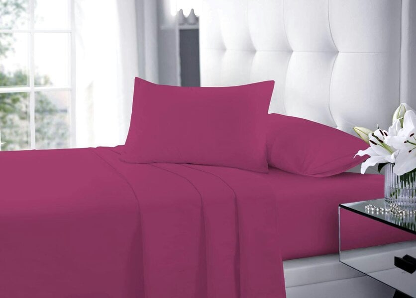 Night Zone Polycotton Flat Sheet – Soft Easy Care Bed Linen for Everyday Use - Fuchsia