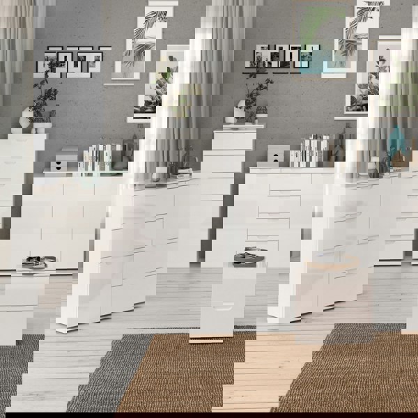 Furniture To Go Sienna Abstract Chest of in White/White High Gloss