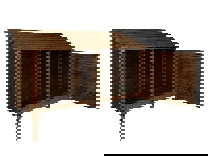 Arbor Garden Solutions Wooden Log Store with Doors W-227cm, H-126cm or 180cm, D-88cm - Brown Finish