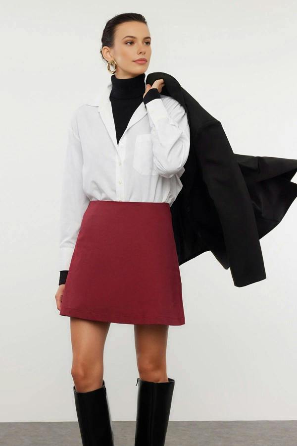 WOVCOR High Waist A-line Mini Woven Skirt
