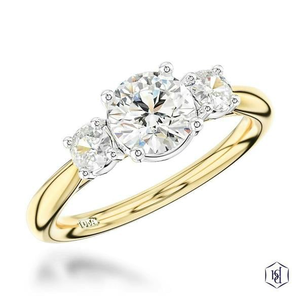 Sarah Layton Aldany 18ct Yellow Gold Three Stone Round Brilliant Cut Diamond Engagement Ring - 1.02ct