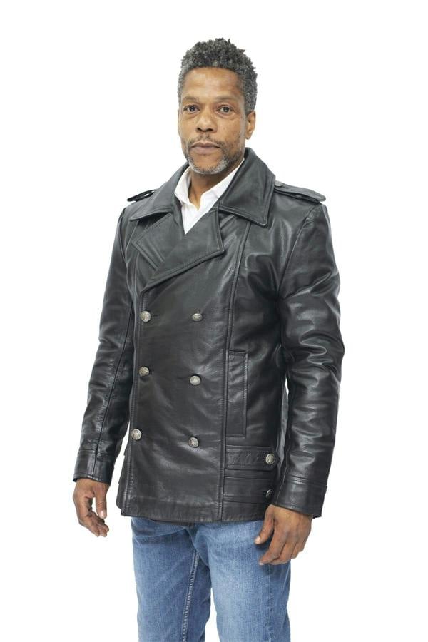 Infinity Leather Mens Cowhide Leather Peacoat-Leiden