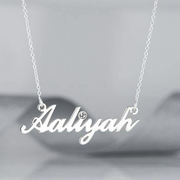 Christopher James of London 9ct White Gold Carrie Style Personalised Name Necklace With Diamond