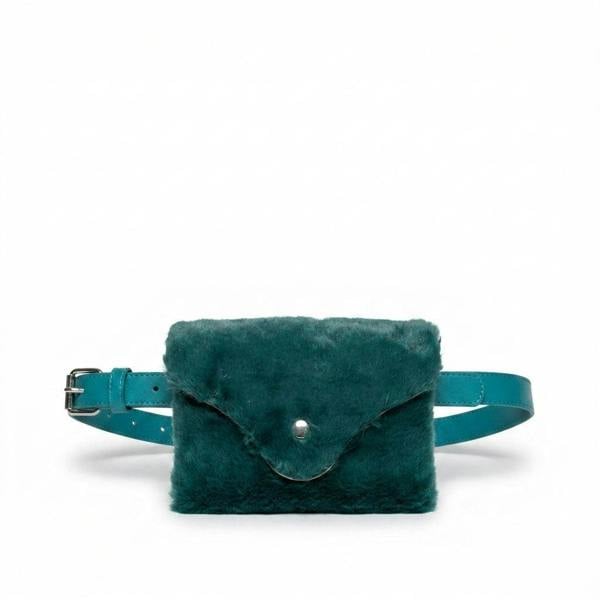 Evie Faux Fur Belt Purse - Jade_wb