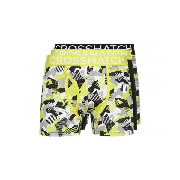 Crosshatch Mens Crystaline Boxer Shorts (Pack of 3) - Lime/Black/Grey