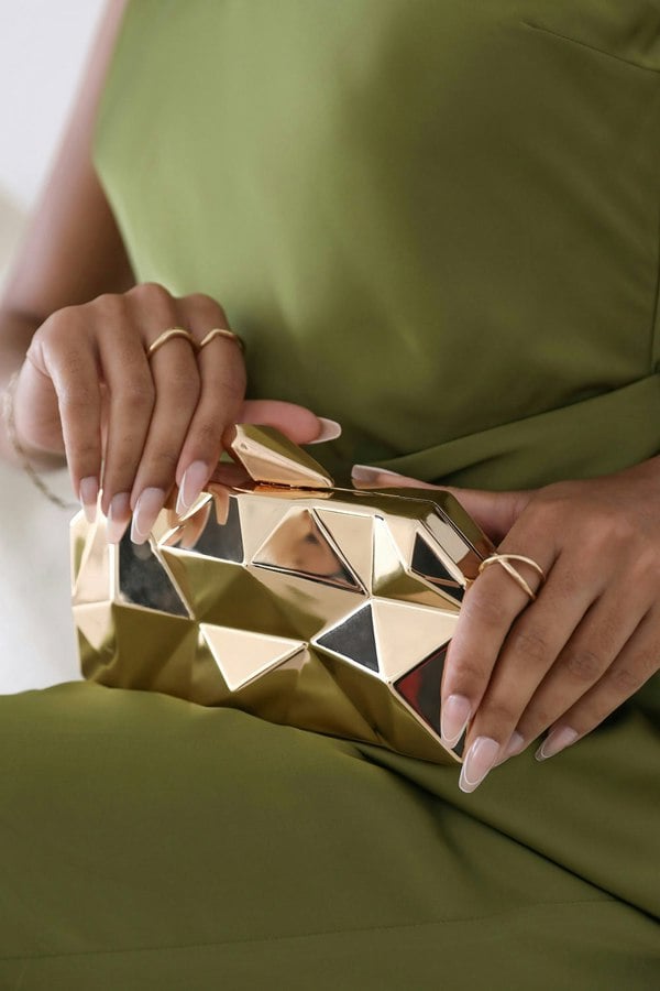 Where's That From Rica Geometric Clutch Bag In Gold