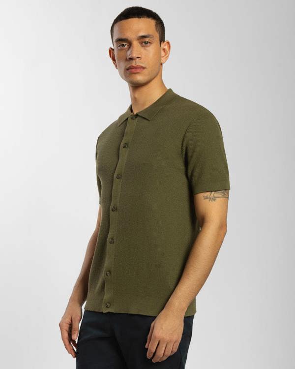 Steel & Jelly Textured Knitted Polo Shirt