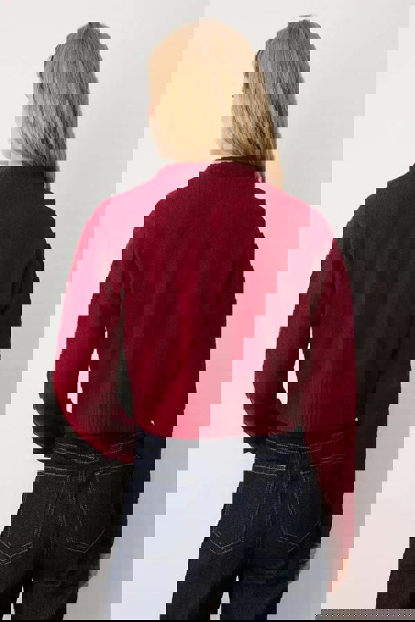 WOVCOR Crop Soft Textured Buttoned Knit Cardigan