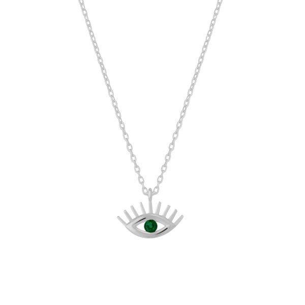 Spero London Emerald Eye Evil Eye Sterling Silver Necklace