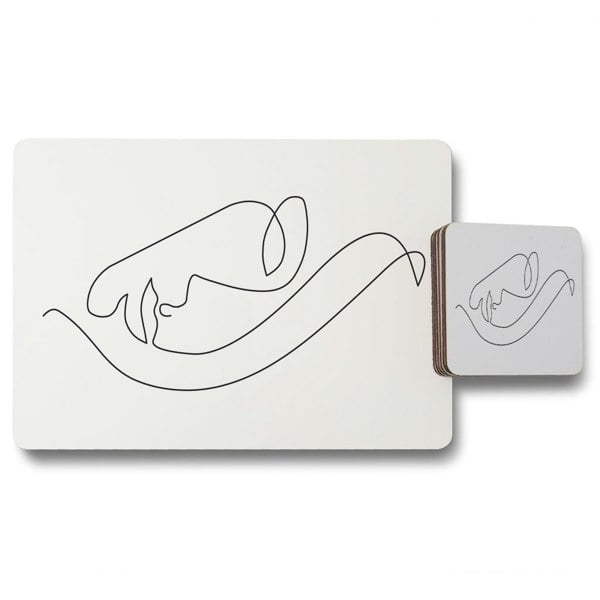 Benjamin Tate Design Line Face drawing (Placemat & Coaster Set)