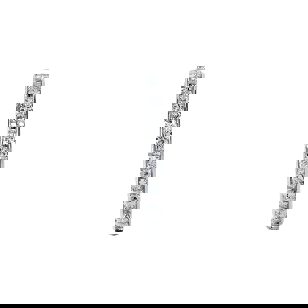 Diamond eternity ring on a white background. The BLOOMTINE Illuminess™ Single Ear Cuff in White Rhodium-plated Sterling Silver. A 'no-piercing' cartilage hoop featuring brilliant lab moissanites and a hidden 'You are Magic' mantra engraving, designed for a tarnish-resistant and effortless ear stack