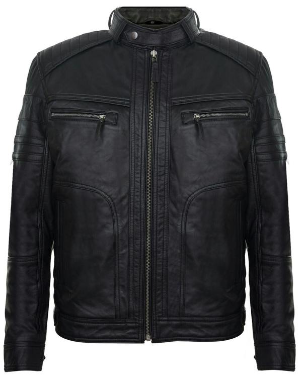 Infinity Leather Mens Classic Leather Racing Biker Jacket