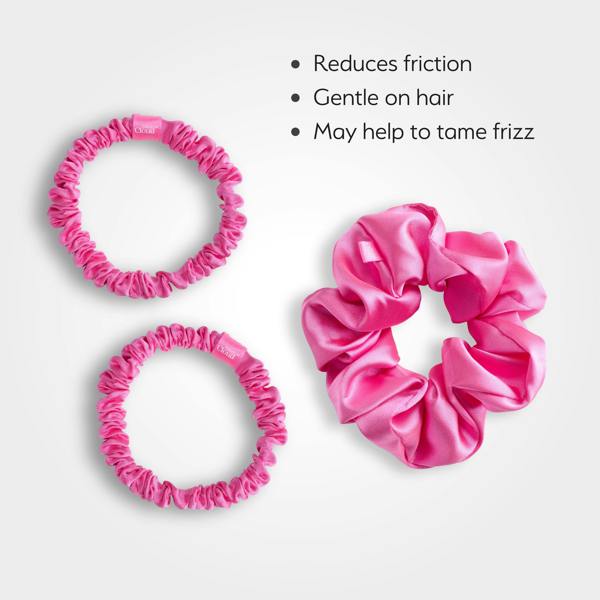 Silver Cloud Beauty Silver Cloud Satin Hair Scrunchie Trio Combo Fuchsia 3 Pack